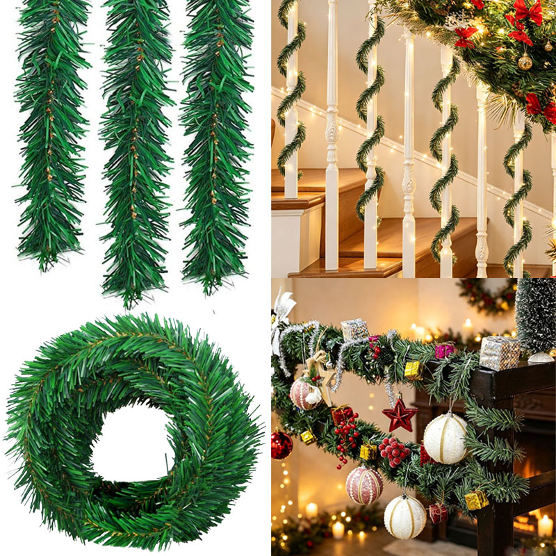 Tinsel Garland Decoration - Ghirlanda natalizia decorativa in pino verde,