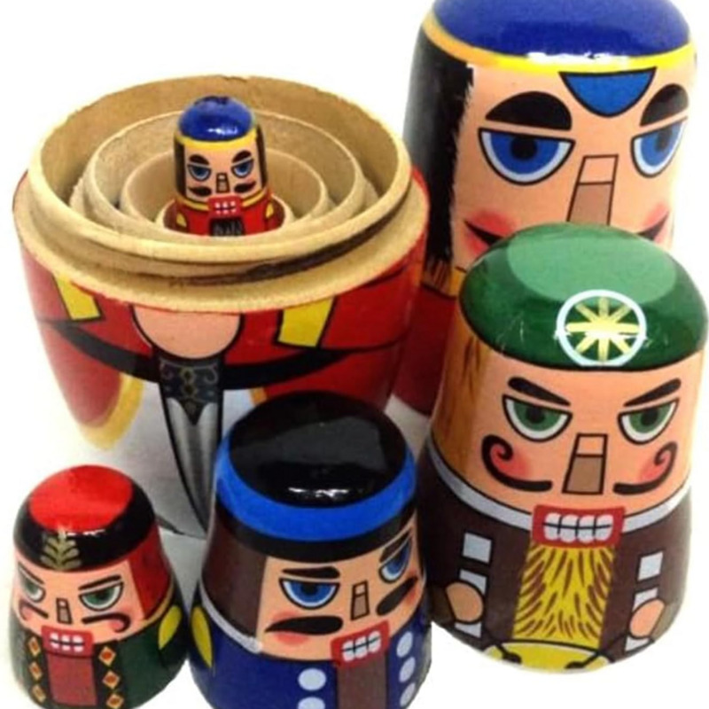 Nutcracker Figurine - Bambole nidificanti schiaccianoci russe da 5