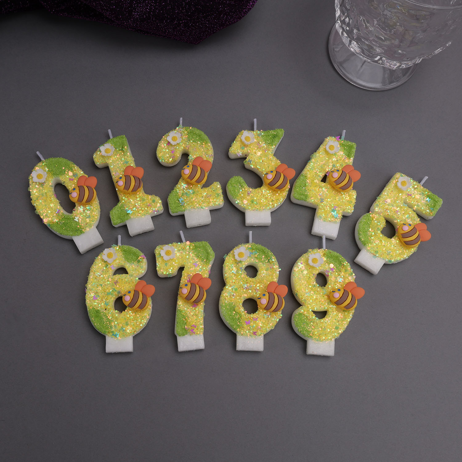 Holiday Candle Set - Candele digitali giallo-verdi, candele decorate con